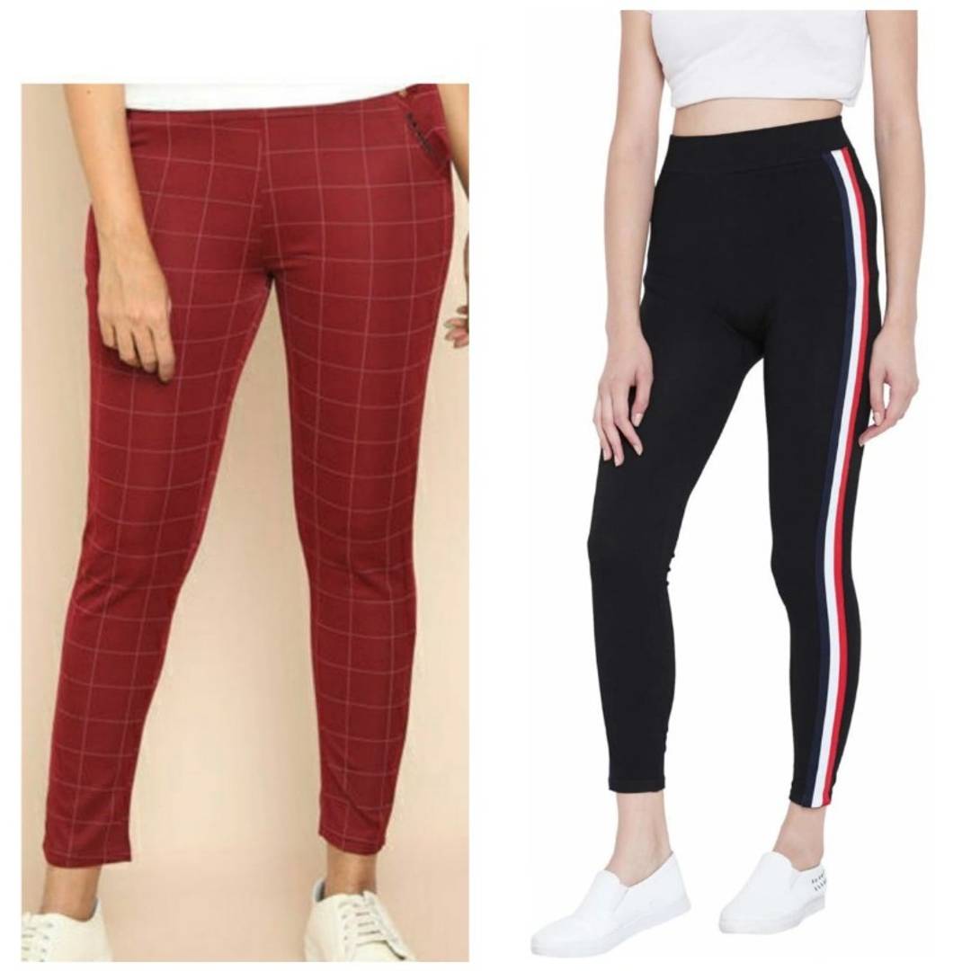 Women's Poly Cotton Jeggings Pack Of 2